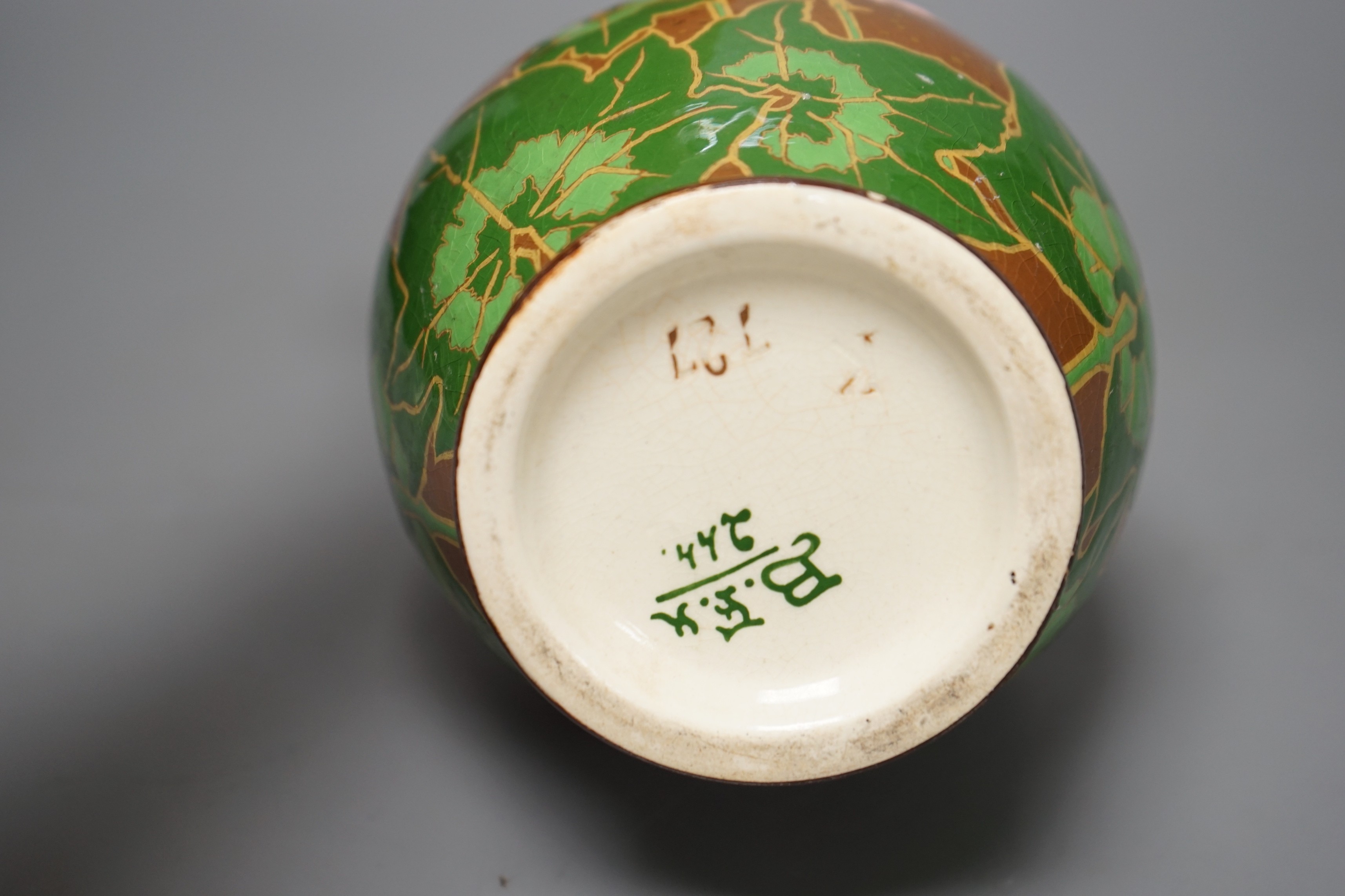 A Belgian Art Nouveau pottery vase, 32cm